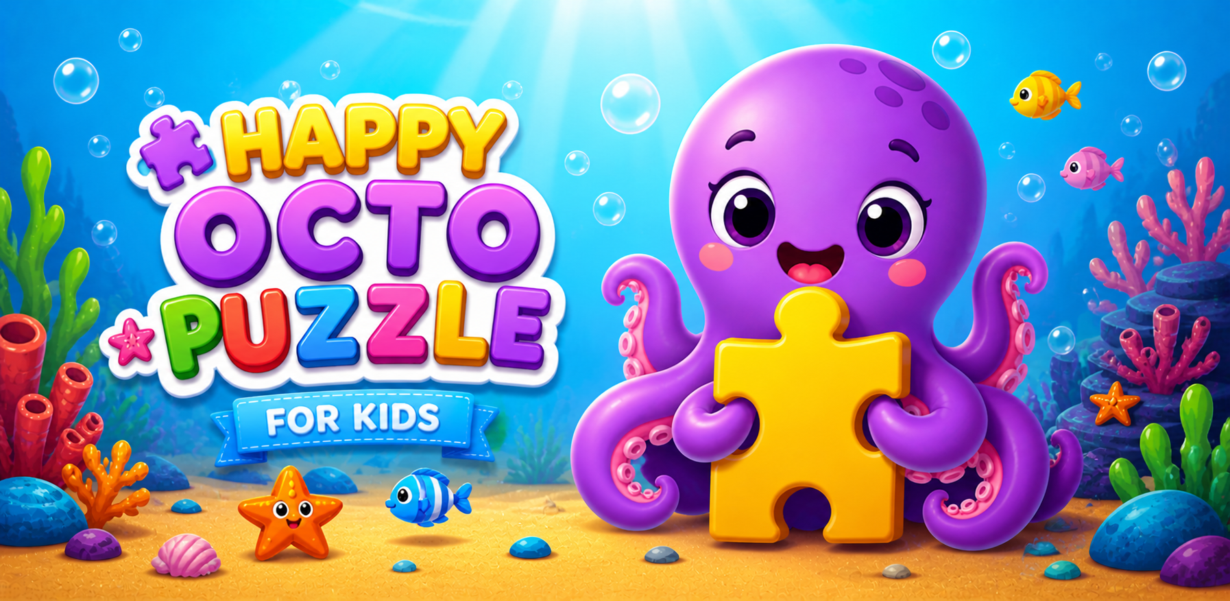 Happy Octo Puzzle — colorful underwater puzzle game for kids