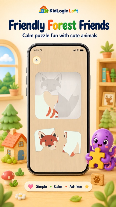 Freundliche Waldtiere – ein Fuchs-Puzzle mit großen, einfachen Teilen.